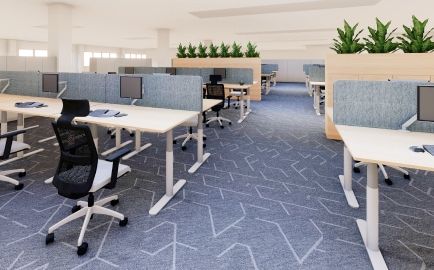 Ergonomicky vyhovující kancelář s oddělenými místy